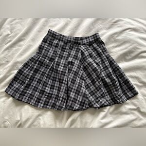 Divided Black and White Plaid Midi Skirt